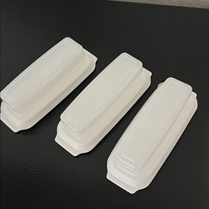 Set of Three White Butter Dishes